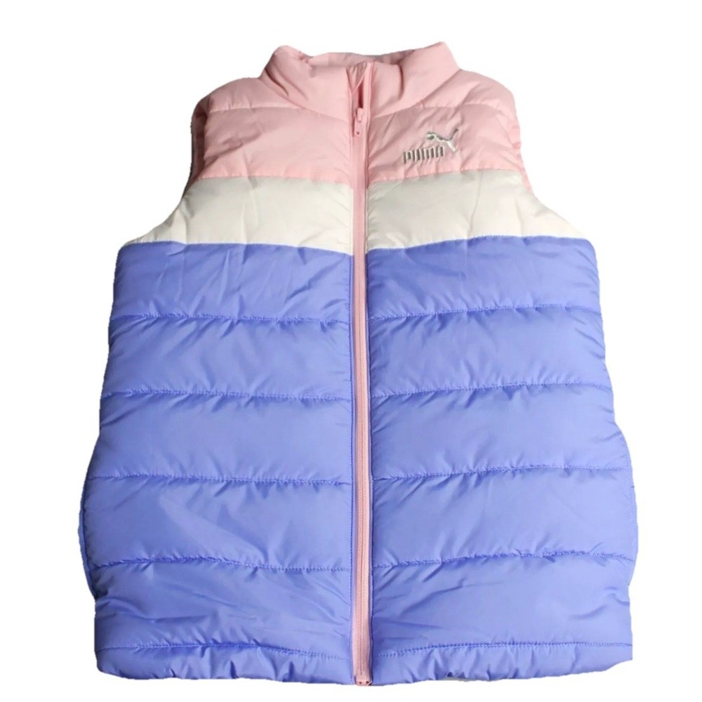 Puma Little Girl's Sleeveless Puffer Jacket Vest Size XS 5-6 Winter‎ Colorblock